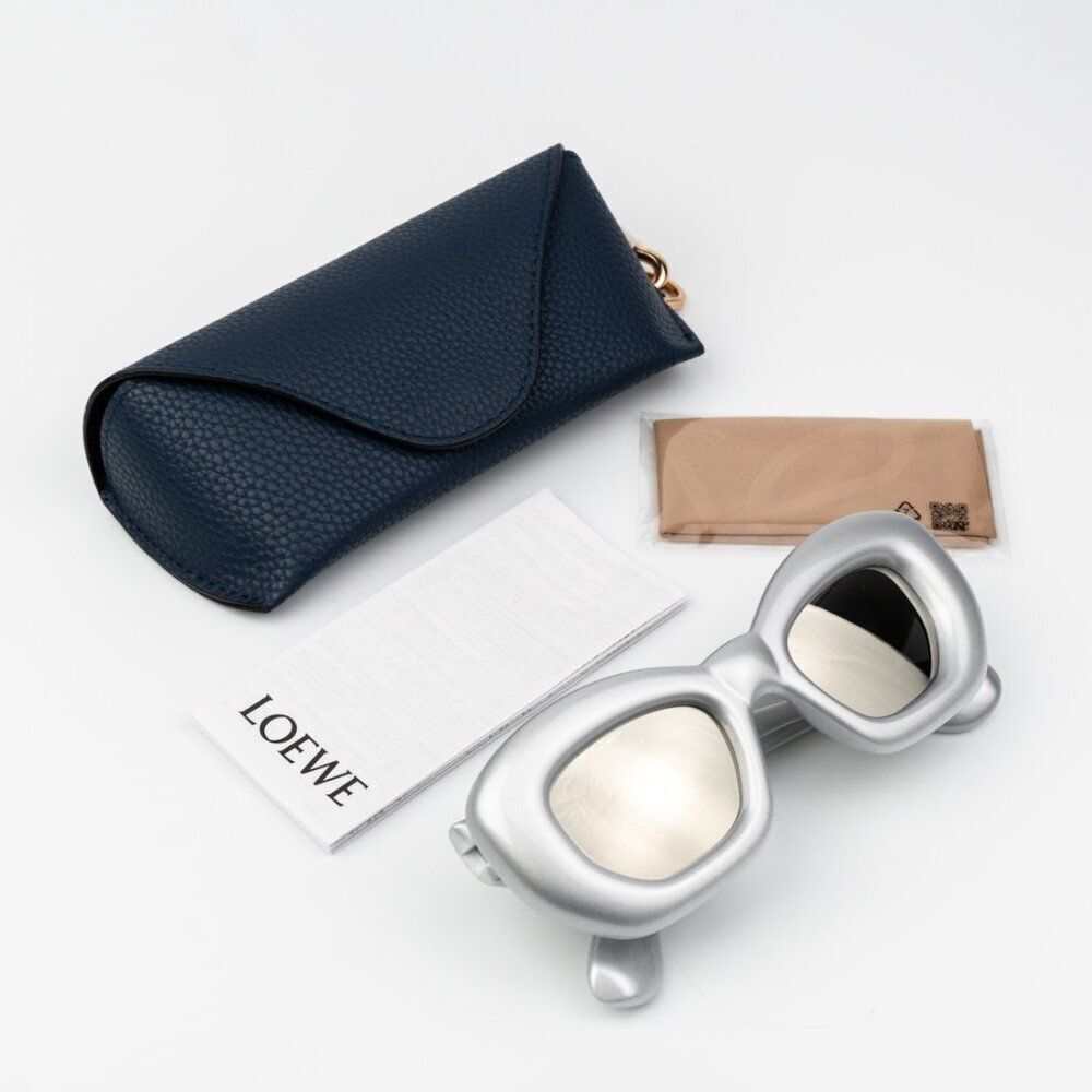 Loewe Sunglasses LW40117I 20C Metallized Silver Grey Smoke Mirror Cat Eye NEW - Picture 11 of 13